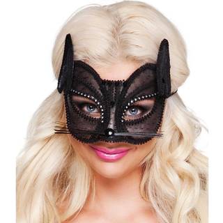 Sort katte halvmaske