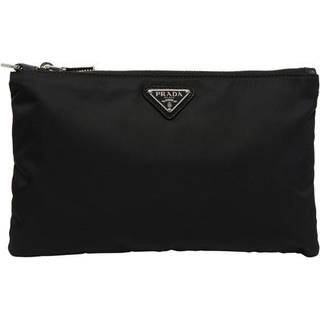 Re-Nylon and Saffiano Leather Pouch in Black - OS