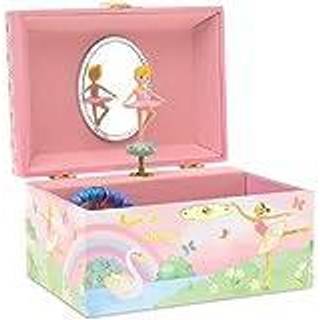 Jewelkeeper Girls Musical Jewelry Opbevaringsboks med spinding ballerina Rainbow og guldfolie design Swan Lake Tune