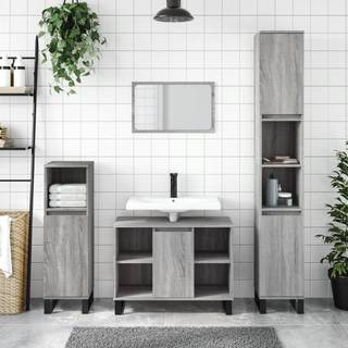 badeværelsesskab 80x33x60 cm konstrueret træ grå sonoma-eg