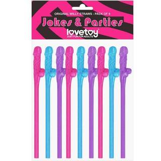 Lovetoy - realistisk penis-sugerør (pink-blå-lilla)