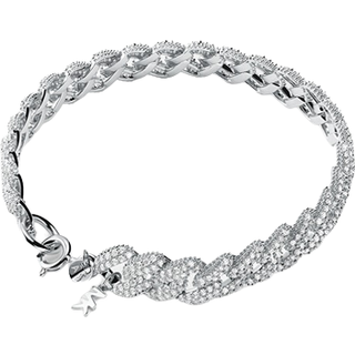 MK Precious Metal-Plated Sterling Silver Pavé Curb Link Bracelet - Silver - Michael Kors - ONE SIZE