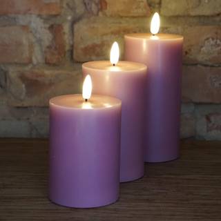 Dacore LED Bloklys Ø7,5 cm. - 3 stk + Fjernbetjening Violet