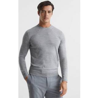 Reiss Reiss Soft Grey Mouline Wessex Merino Wool Crew Neck Jumper