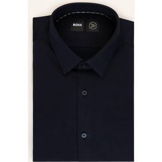 Skjorte med slim fit af performance bomuldsblanding