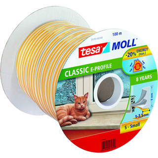 Tesa P-list 55703-00100-00 Tætningsliste EPDM, 100 m, 9 mm x 5,5 mm Hvid
