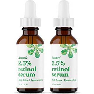 ASUTRA 2,5% Retinol Serum 1 fl oz (pakke med 2) - Hyaluronsyre E-vitamin Hvedekim Aloe & Jojobaolie Plumping Face Serum