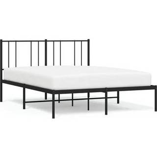 sengeramme med sengegavl 150x200 cm metal sort