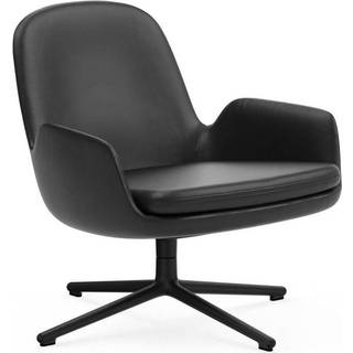 Normann Copenhagen Era Lænestol Lav med Swivel Sort Aluminium/Sort Læder 41599