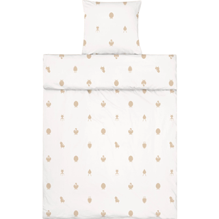 Sengetøj 200x220 cm - Designikoner (Hvid)