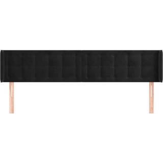 Sengegavl Med Kanter Fløjl - Sort / 183 x 16 x 78/88 cm