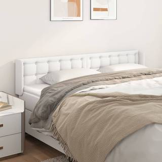 sengegavl med kanter 183x16x78/88 cm kunstlæder hvid