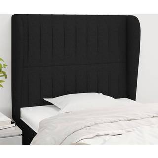 Sengegavl Med Kanter Stof - Sort / 93 x 23 x 118/128 cm