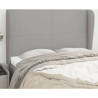 Sengegavl Med Kanter Stof - Lysegrå / 147 x 23 x 118/128 cm