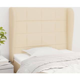 Sengegavl Med Kanter Stof - Creme / 103 x 23 x 118/128 cm