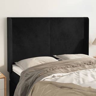 sengegavl med kanter 147x16x118/128 cm fløjl sort