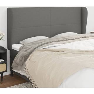 Sengegavl Med Kanter Stof - Mørkegrå / 183 x 23 x 118/128 cm