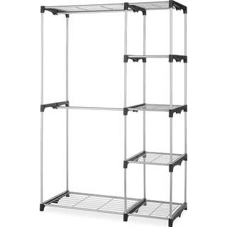 Whitmor Double Rod Freestanding Closet Organizer Silver