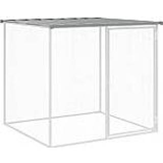 hønsehus med tag 103x98x90 cm galvaniseret stål lysegrå