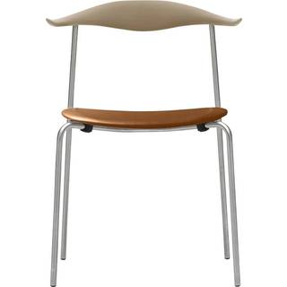 Carl Hansen - CH88P - Klädd sits, Tvålad Ek, Lädergrupp B Thor - 307, Ben i Rostfritt stål - Spisebordsstole - Hans J. Wegner - Brun - Metal/Træ