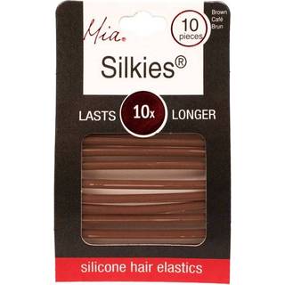 Mia Silkies Silikone Hair Elastics Hair binder h?rgummib?nd til tykt h?r v?dt h?r Kvinder atleter teenagere - gennemsigtig brun 10 stk