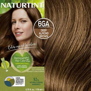 Naturtint Permanent hårfarve 6GA Deep Almond Brown (pakke med 1) Ammoniak Gratis vegansk grusomhed Fri op til 100% grå dækning Langvarige resulta