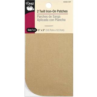 Dritz Twill 5 x 5-tommer 2 t?ller Khaki Iron-on Patches