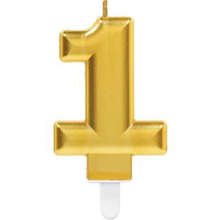 Zahlenkerze 1 Metallisch Gold