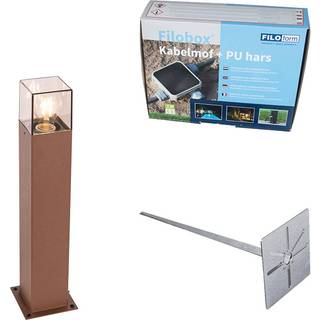 Udendørslampe 50 cm rustbrun med jordspyd og kabelgennemføring - Danmark