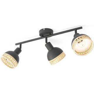 Lindby Lonnaris spotlight, rattan, 3 lyskilder, aflangt