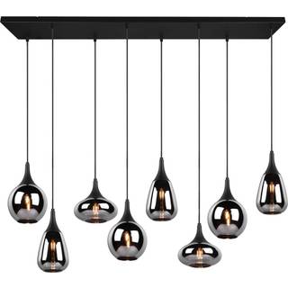 Lumina pendel, 8-lys, sort/krom, glas