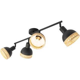 Lindby Lonnaris spotlight, rattan, sort, 4 lyskilder.