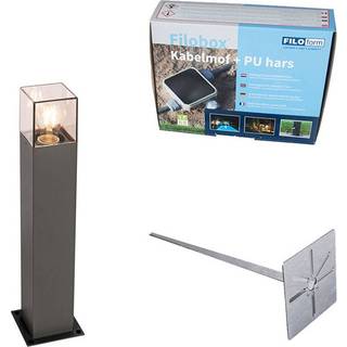 Udendørslampe 50 cm antracit med jordspyd og kabelmuffe - Danmark