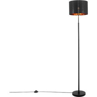 Moderne gulvlampe sort med guld - VT 1