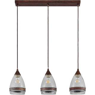 Lindby pendellampe Millina, 70 cm, rustbrun, 3 lyskilder.