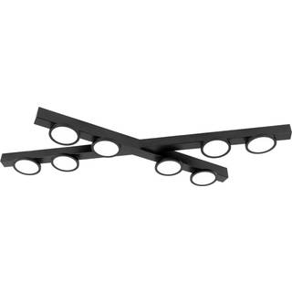Lucande loftlampe Kellino, sort, 8 lyskilder, GU10