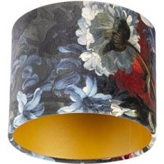Fløjlsskærm med blomsterdesign 18/18/14 guld indvendig