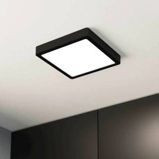 LED-loftslampe Fueva 5 IP44 3000K sort 21x21cm