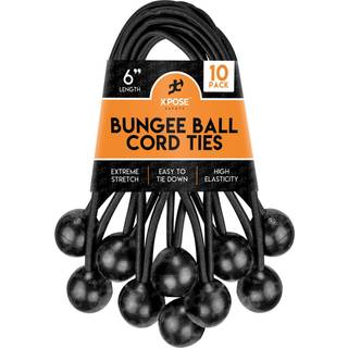 Xpose Safety Bungee Ball Cords 6 """" 10 Pack Heavy Duty Black Stretch Rope med kugleb?nd til baldakiner Tarps Walls kabelorganisation