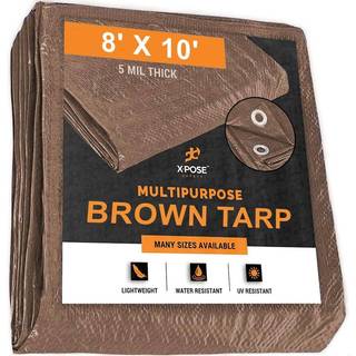 Multipurpose Beskyttende cover Brun Poly TARP 8 'X 10' - Holdbart vandafvisende vejrbestandig - 5 mil tyk polyethylen - af Xpose Safety - af Xpos