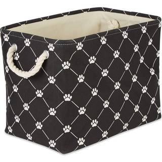 Knoglet tør PET -opbevaringssamling Paw and Bone Print Medium Rectangle 16x10x12 Black Trellis