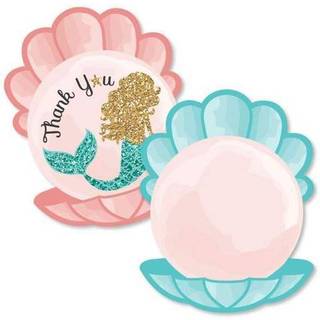 Stor prik af lykke Lad os være havfruer - formet baby shower fødselsdagsfest tak note kort med konvolutter - sæt af 12