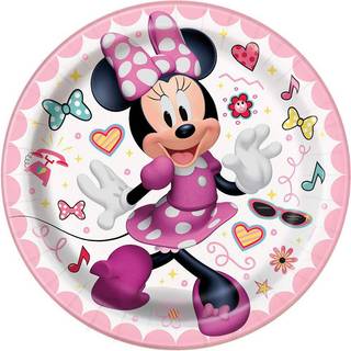 Unikke runde dessertpapirplader - 7 """" | Minnie Mouse | 8 stk