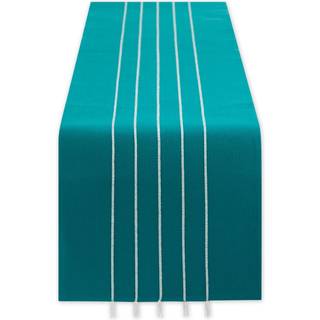 Teal Stripe Tassel Table Runner 14x108