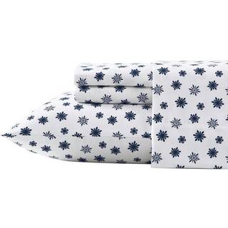 Nautica - Twin Sheet Set b?rstet flanel senget?j s?t bl?dt og hyggeligt boligindretning (Snowflake kaster tvilling)