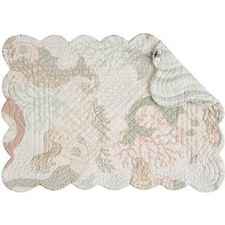 C&F Home Mystic Echoes Rectangle Placemat Sæt med 6 Bomuld Quilted Coastal Beach Reversible Machine Washable Table Table Linens 13 """" X 19 """" Rek