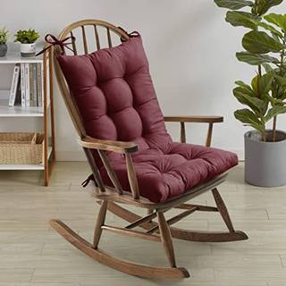 Sweet Home Collection Rocking Chair Pushion Premium Tufted Pads Non Skid Slip bakket s?t ?vre og nedre med b?nd 1 -t?lling (pakke med 1) Bourgogn