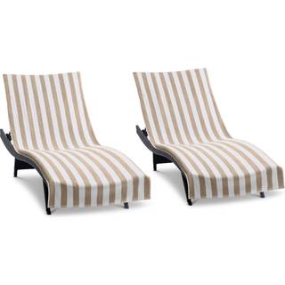Arkwright California Chaise Lounge Cover - Pack of 2 - Striped Soft Cotton Cabana H?ndkl?de med lommeholder til strandpool udend?rs stol 30 x 85
