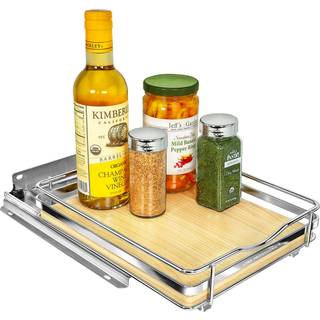 Lynk Professional? ? Litepull Out Spice Rack Organizer til indvendige køkkenskabe - 8-1/4 tommer bred - Skub ud skuffe - træ/krom skydekryds kabi
