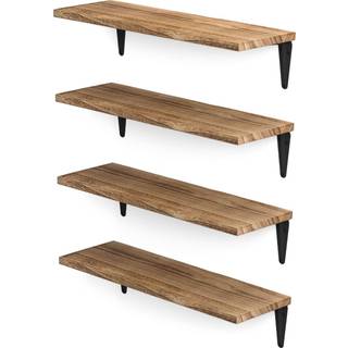 Wallniture Arras Flydende hylder til v?gopbevaring Tr? V?ghylder til k?kkenorganisation og opbevaring V?ghylde S?t p? 4 17 """" X6 """" Br?ndt finish